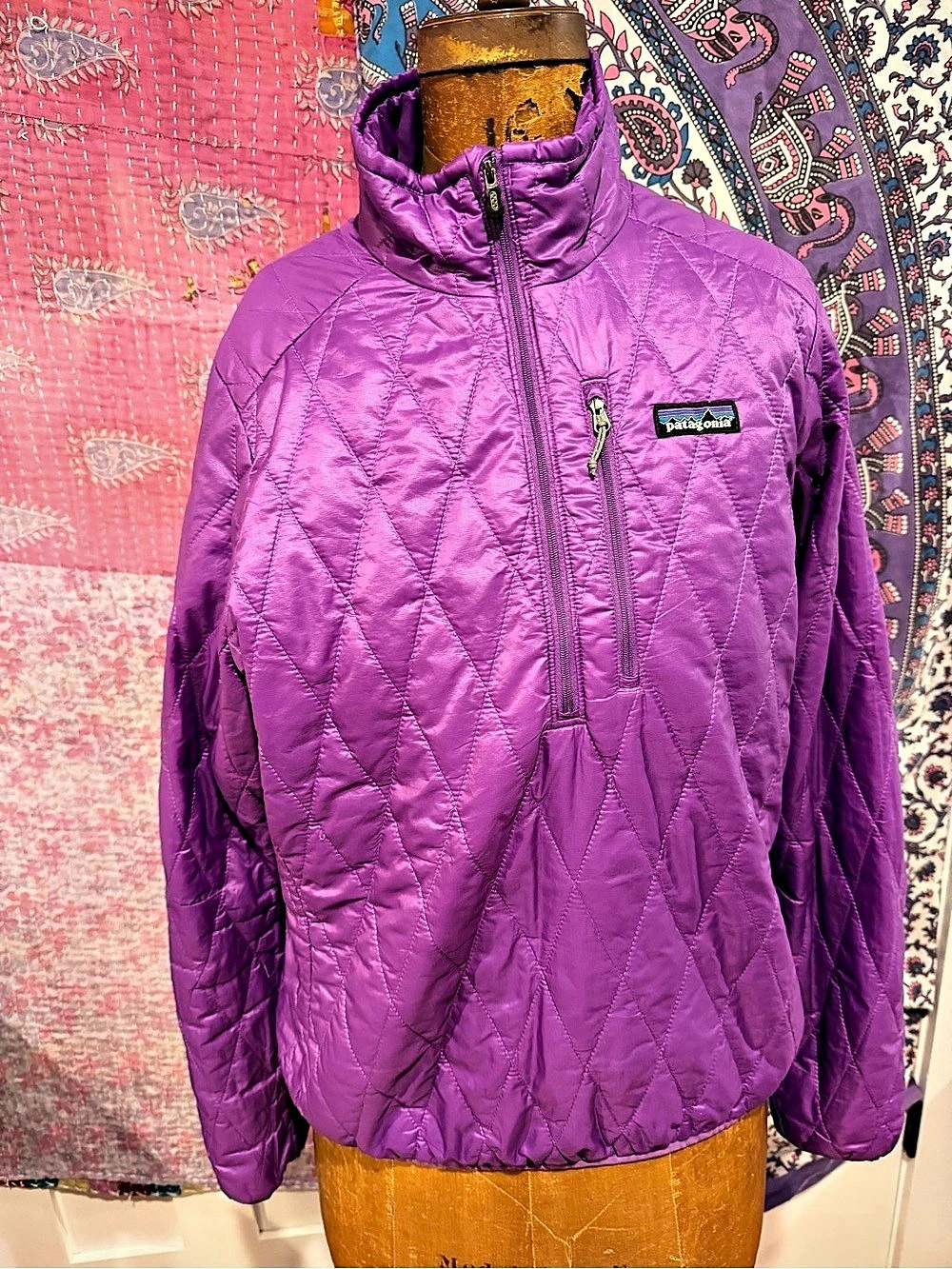 VTG Patagonia Nano Puff Pullover Purple Quilted Puffer Jacket